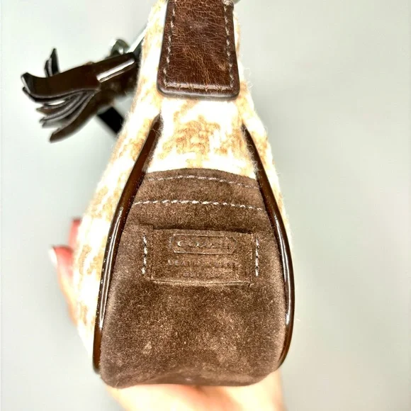 Vintage Y2K Coach Wool Houndstooth Demi Buckle Handbag Purse - Picture 7 of 11